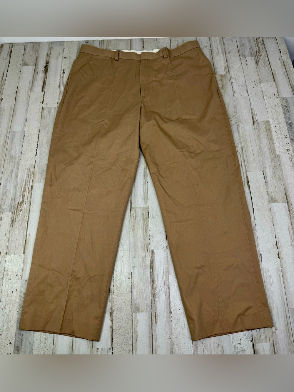 L.L. Bean Dress Pants Mens 40x30.5 Tan Classic Fit Pleated Front